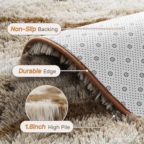 6x9 Ft Fuzzy Rugs for Living Room,Khaki Neutral Bedroom Area Rug Non-Slip,Carpet for Nursery Kids PlayRoom Indoor Modern Plush Carpets - Image 4