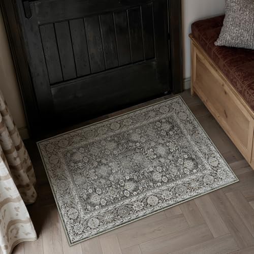 PureCozy Black Small Entryway Rug 2x3 Vintage Traditional Distressed - Image 3