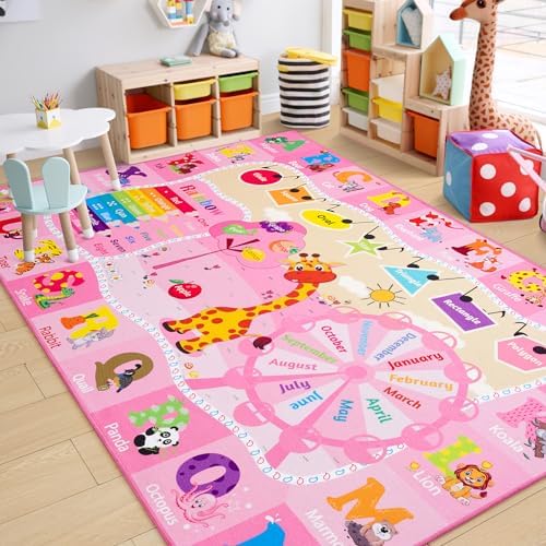 Chicrug 4x6 ABC Kids Rug for Classroom, Washable Non Slip Playroom Play Mat - Image 2