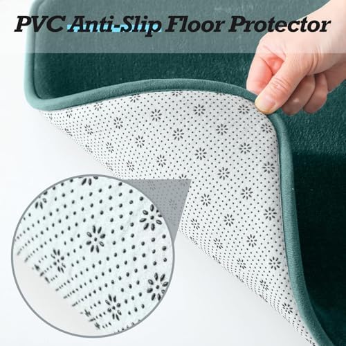 HUXMEYSON Bathroom Rugs Sets 3 Piece, Non-Slip & Quick Dry Bath Mat Set, Ultra Soft Velvet Bath Rugs for Bathroom, Toilet and Shower Floor, Peacock Blue - Image 4