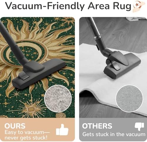 Vacuum-Friendly, 8x10 Washable Area Rug, Green Gold Yellow - Image 5