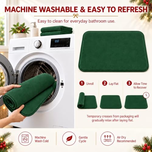 RUN HELIX Bathroom Rugs Sets 3 Piece, Soft Absorbent Memory Foam Bath Mats Set, Dry Fast Bath Mat, Machine Washable Bath Rug Set for Bathroom （Forest Green） - Image 6