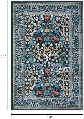 GarveeHome Blue Floral 2x3 Washable Rug Small Door Mat - Image 2