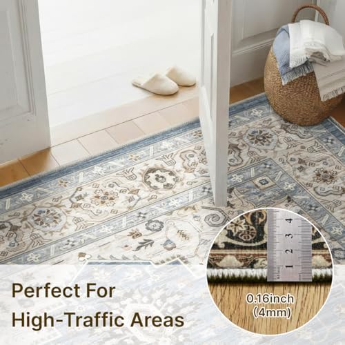 5x7 Area Rug for Living Room Vintage Neutral Washable Rugs - Image 5