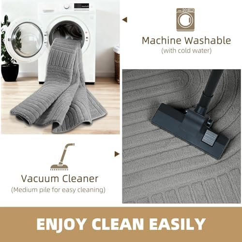 Grey Boho 8x10 Solid Color Area Rugs, Washable Rugs for Living Room - Image 6