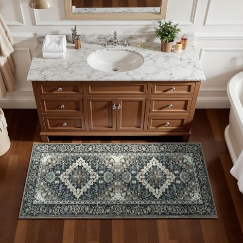 Lessymo 2 x 4 Entryway Rug, Washable Boho Indoor Outdoor Mat, Black Brown - Image 2