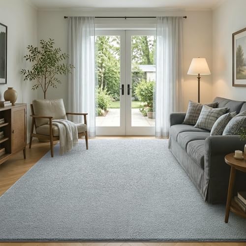 6x9 Large Light Grey Solid Area Rug Washable Non-Slip for Living Room - Image 4
