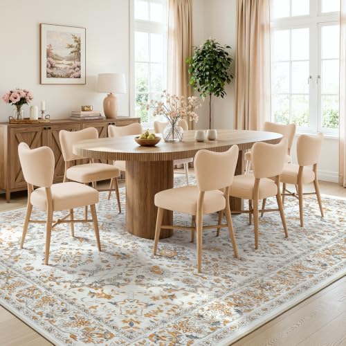 Lessymo Floral 8x10 Area Rugs for Living Room,Large Washable Carpet Beige - Image 3