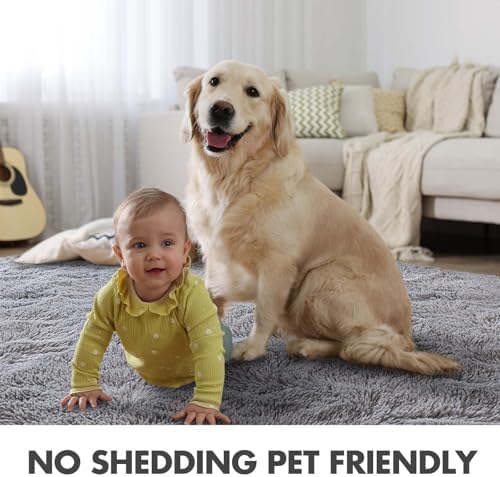 4x6 Ft Shag Rugs for Bedroom Living Room, Ultra Soft Fluffy Furry Area Rugs for Indoor Floor, Aesthetic Carpet for Kids Home Decor (Light Grey) - Image 6