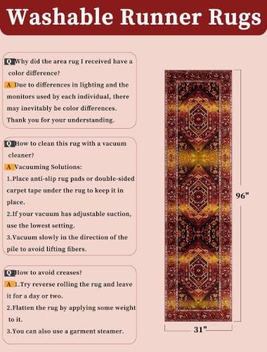SERISSA 2'6"x8' Washable Non Slip Boho Runner Rug for Hallway - Image 6