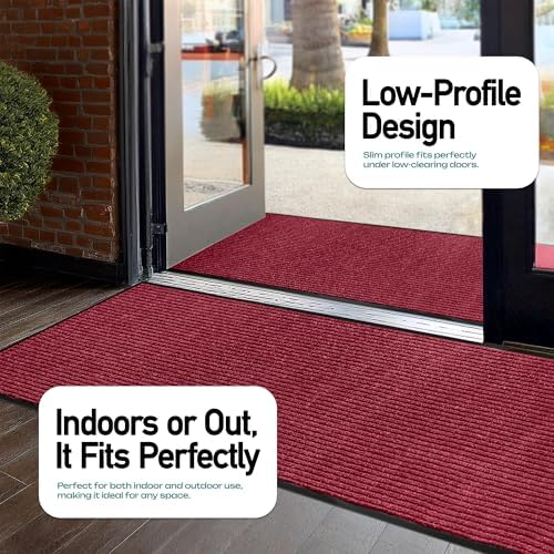 MaxMat® Extra Large Commercial Door Mat, Rubber Border Heavy Duty Door Mat, Waterproof, Low-Profile, Easy to Clean, Rubber Entry Mat. (Red, 3 x 5 Feet) - Image 4