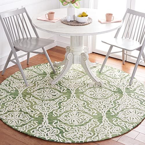 SAFAVIEH Blossom Collection 8' x 10' Green/Ivory BLM112Y Handmade Premium Wool Living Room Dining Bedroom Area Rug - Image 3