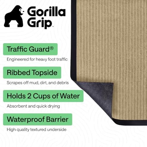 GORILLA GRIP Traffic Guard Indoor Outdoor Heavy Duty Door Mat, 29x17 Beige - Image 2