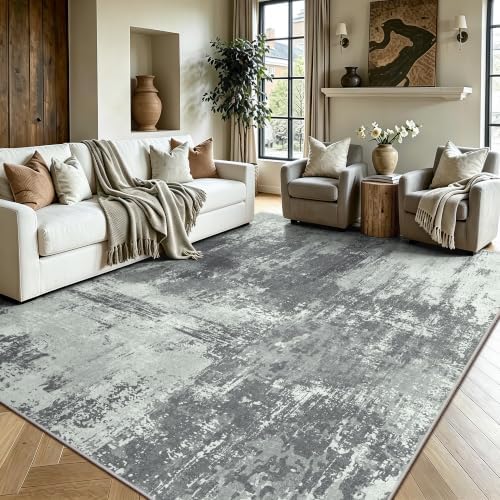 5x7 Rugs for Living Room - Modern Abstract Washable Rug, Ultra Soft Non Slip Low Pile Large Rugs, Floor Carpet for Bedroom Dining Room Office Laundry Nursery Home(Gray&Green) by Yarooge