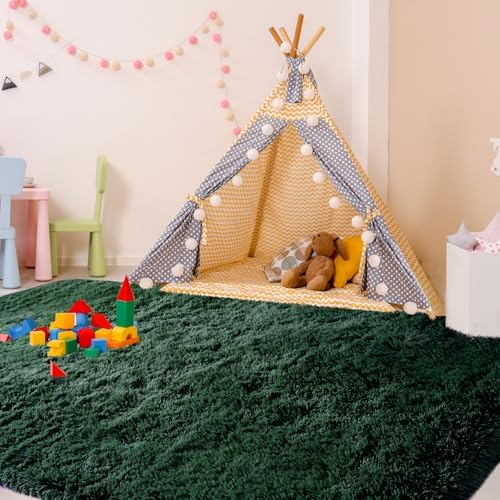 Topmaxcs 5x8 Rugs for Bedroom Green: Fluffy Soft Rug - Image 3