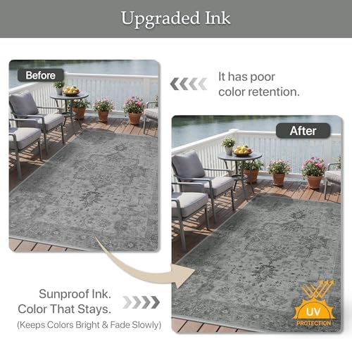GENIMO Indoor Outdoor Rug, Washable for Patio and Deck, Silver Grey, 3x5 - Image 5