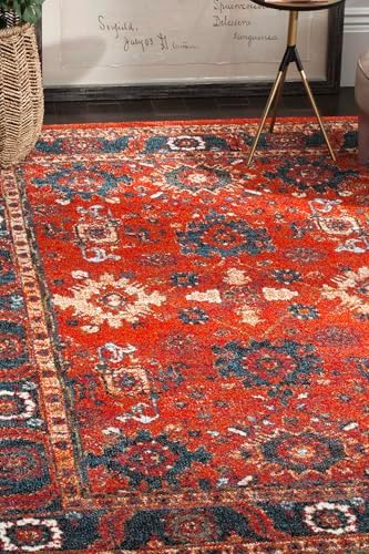 SAFAVIEH Vintage Hamadan Collection Area Rug - 5'3" x 7'6", Orange & Blue, Traditional Persian Design, Non-Shedding & Easy to Clean, Ideal for Living Room, Bedroom, Dining Space (VTH214C) by Unknown