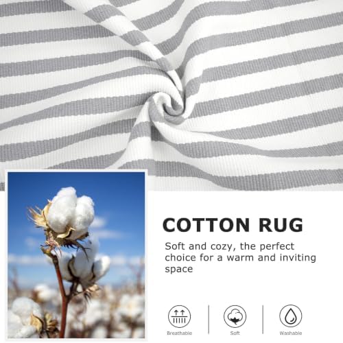 IOHOUZE 2x3 Striped Outdoor Door Mat, Washable Porch Rug, Grey White - Image 5