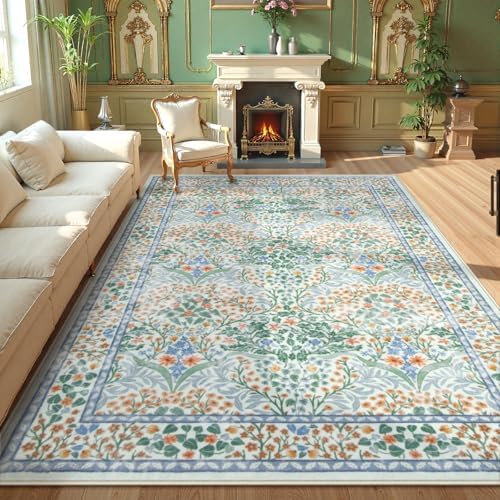 Lahome Washable Rugs 8x10, Soft Green 8x10 Rugs for Living Room Bedroom by Lahome