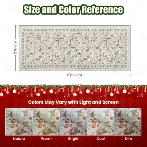 Christmas Runner Rug 2x5, Washable Rugs for Bedroom (2'x5', Grey) - Image 2