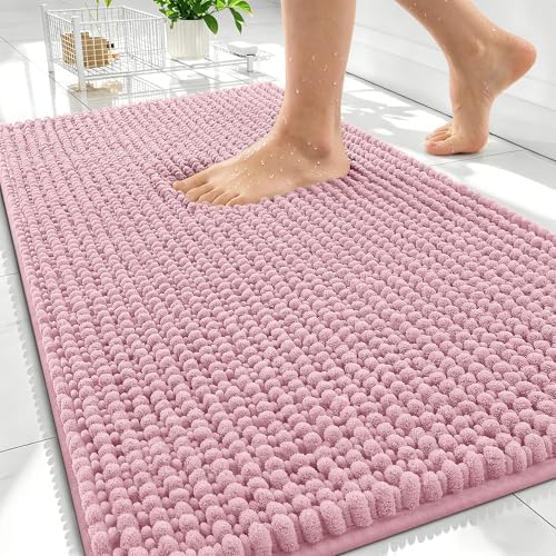 OLANLY Thick Chenille Absorbent Bathroom Rugs Mat 30x20, Dusty Rose by OLANLY