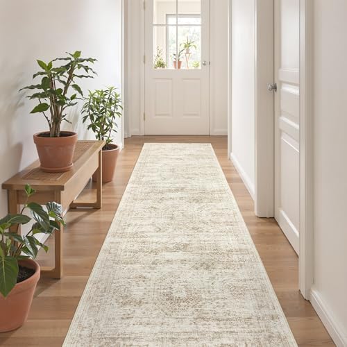 2x8 Runner Rug Non Slip,Washable Hallway Runner Rug,Beige by Restydon