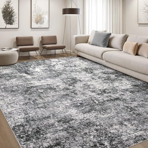 DMOYEST Area Rug Living Room Rugs 8x12 Washable Abstract Grey Carpet by DMOYEST