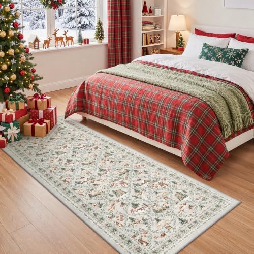 Christmas Runner Rug 2x5, Washable Rugs for Bedroom (2'x5', Grey) - Image 5