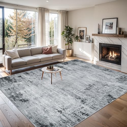 PLHXFR 9x12 Area Rug Living Room: Modern Abstract Washable Carpet Black - Image 3
