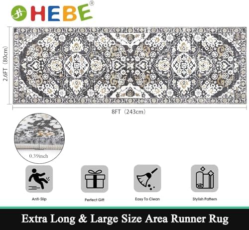 HEBE Hallway Runner Rug 2'8''x8', Washable Non Slip Kitchen Rug Runner - Image 2