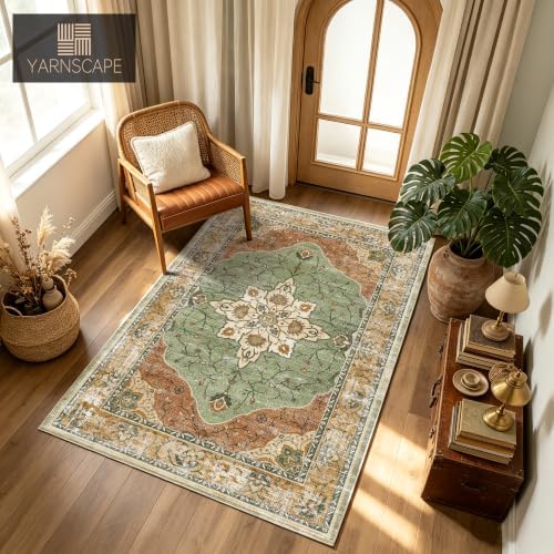 YARNSCAPE 3' x 5' Machine Washable Area Rug, Non-Slip Low-Pile Carpet - Image 5