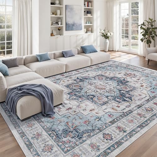 zesthome 8x10 Area Rugs for Living Room,Large Washable Rug,Blue - Image 4