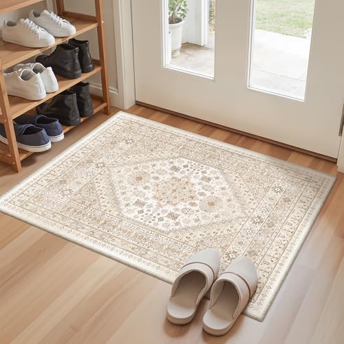 zesthome 2x3 Rug Non Slip, Small Washable Entryway Rug,Beige by Zesthome