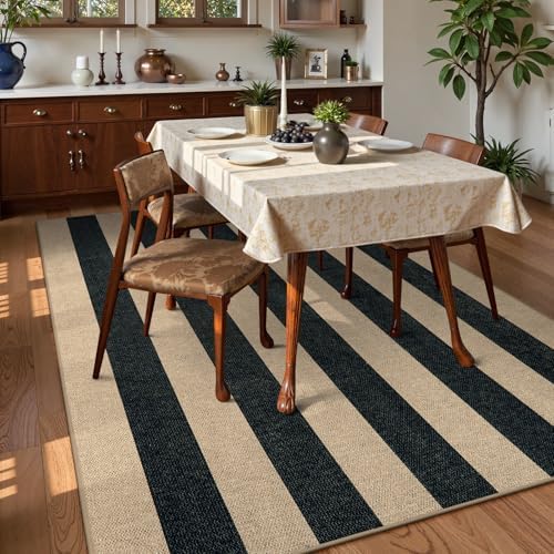 Lahome Striped Easy Jute Dining Room Rug, 6x9 Outdoor Area Rugs Washable - Image 6