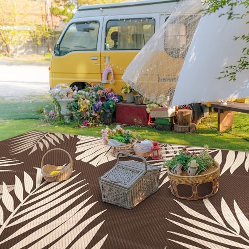 GENIMO Outdoor Rug, Waterproof Plastic Rugs 10'x14' for Camping Coffee - Image 3