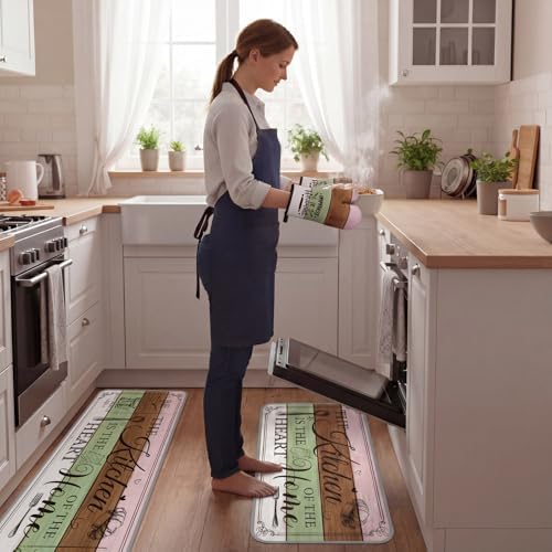 Fourluoo 10 Pcs Farmhouse Kitchen Set, White Green Pink - Image 4