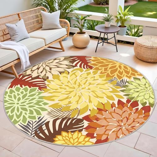 Arenarug Outdoor Rug Waterproof, Washable Patio Rug for Deck, 6x6, Orange - Image 3