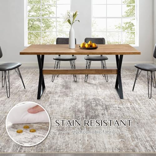 kakania Abstract 10x14 Area Rugs for Living Room: Washable Rugs Brown Gold - Image 5