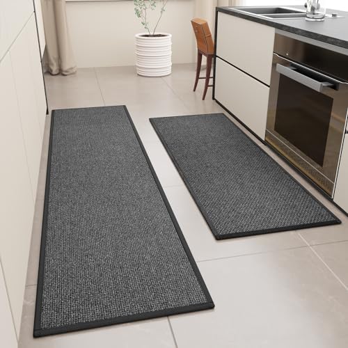 SUMLANS Kitchen Mats Set of 2 PCS for Floor, Washable Non Slip Rugs, Black - Image 3