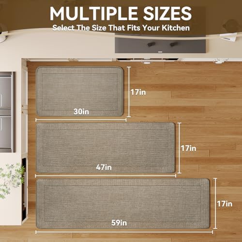 Kitchen Mats for Floor, Non Slip Kitchen Rugs, 17x59 Brown - Image 2