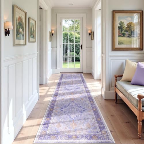 RELEANY Washable Area Rug, Runner 2'x7', Purple by RELEANY