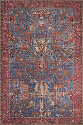 Loloi Loren Blue/Red 7'-6" x 9'-6" Area Rug - Image 6