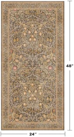 Brown Washable 2x4 Runner Rug Non Slip - Vintage Floral Small Rug for Kitchen, Bathroom, Front Door Rugs Indoor, Boho Gold Entryway Décor - Image 2