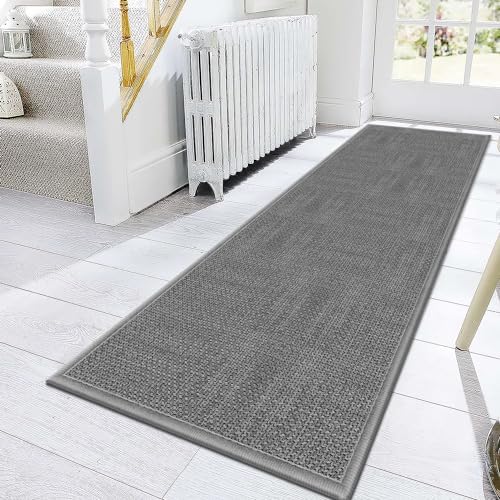 GOYLSER Gray 2x10 Runner Rug for Hallway, Water Absorbent Laundry Room Rug Runner, Natural Jute Long Carpet Runners for Hallway by GOYLSER