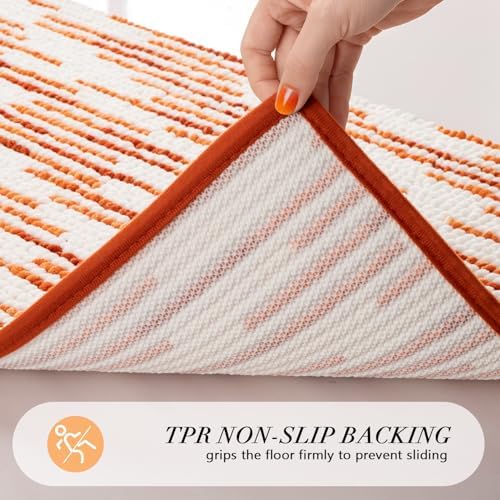 BSICPRO Bathroom Rugs Sets 2 Piece, Fall Bath Mat 20"x32"+16"x24", Orange - Image 4
