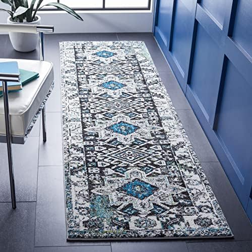 SAFAVIEH Vintage Hamadan Collection Runner Rug - 2'3" x 8', Dark Grey & Ivory, Traditional Persian Design, Non-Shedding & Easy to Clean, Ideal for Hallway, Foyer, Entryway, Bedroom (VTH211H) by Unknown