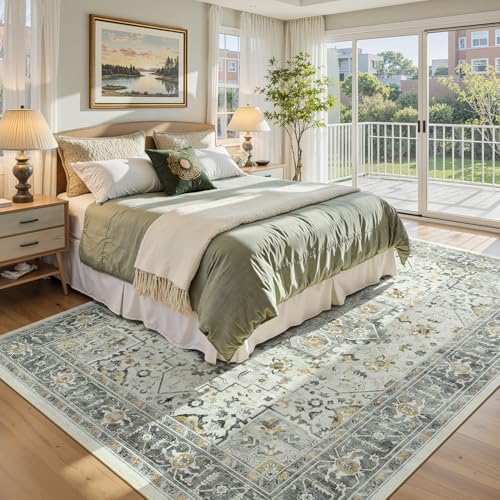 9x12 Area Rugs for Living Room Bedroom, Vintage Washable Rug Taupe - Image 2