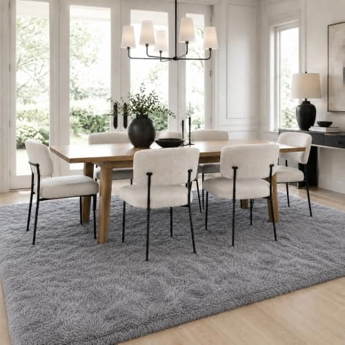 6x9 Ft Grey Fluffy Area Rug for Living Room, Soft Washable Carpet - Image 6