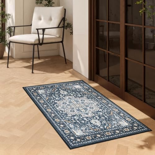 Rugflix 2x3 Entrance Rugs, Washable Navy Blue Entry Small Rug - Image 6