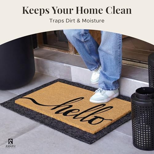 Coir Welcome Mat, Non-Slip, Hello Classic 2, 17 x 29 in - Image 3
